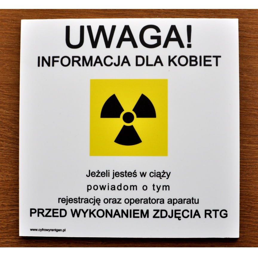 Naklejki i tabliczki do oznakowania pracowni RTG B/D ostrzegawcza dla kobiet w ciąży
