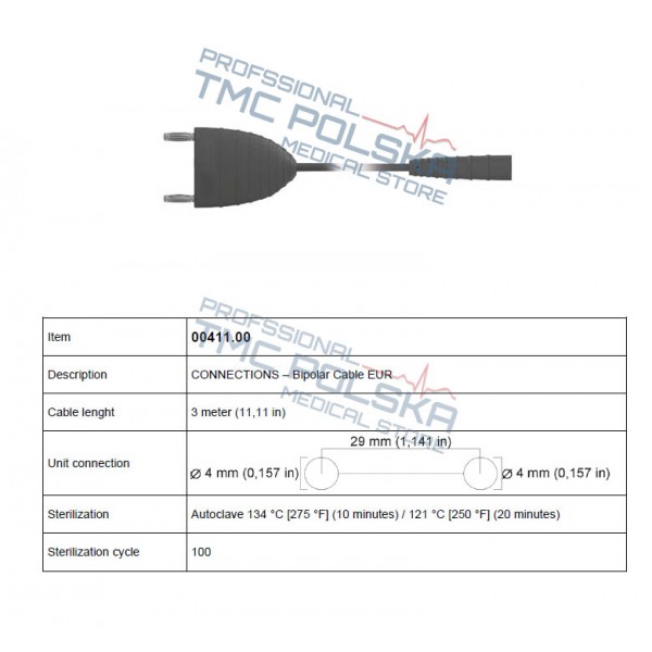 Kable do elektrod elektrochirurgicznych SURTRON 00411.00