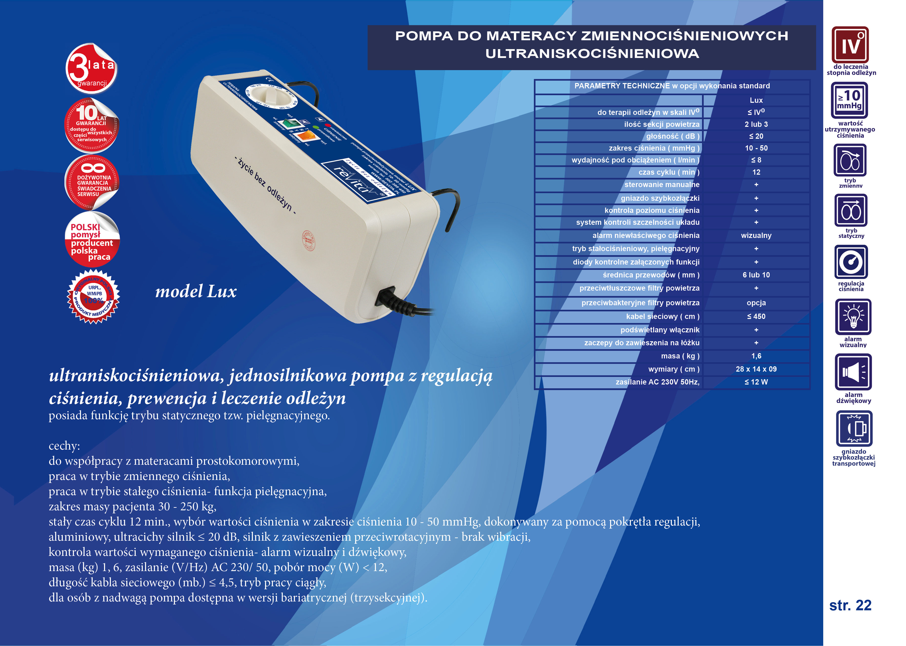 Pompy do materaców zmiennociśnieniowych Revita Lux