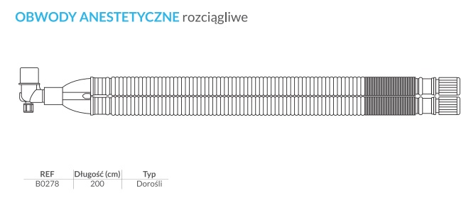 Układy oddechowe do aparatów do znieczulenia B/D obwody
